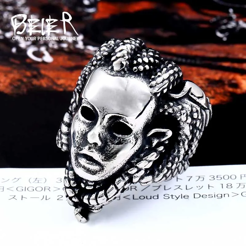 BEIER 2018 new 316L Stainless Steel Men's The snake medusa Ring For Man Cool Fashion Skull Punk Movie Jewelry BR8-493
BEIER 2018 new 316L Stainless Steel Men's The snake medusa Ring For Man Cool Fashion Skull Punk Movie Jewelry BR8-493