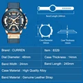 CURREN Casual Sport Watches for Men Blue Top Brand Luxury Military Leather Wrist Watch Man Clock Fashion Chronograph Wristwatch