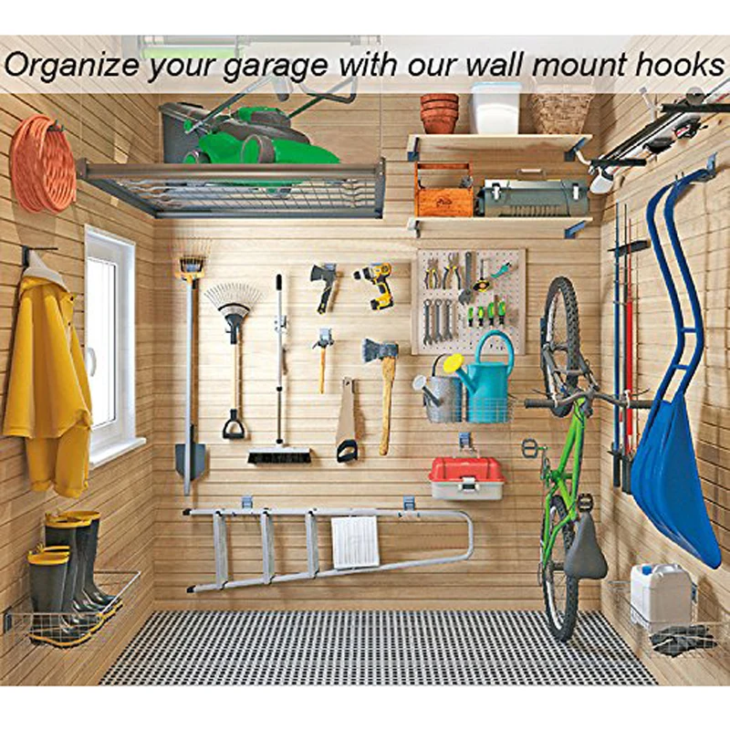 5pcs Lot Heavy Duty Storage Hooks Bicycle Bike Hose Pipe Wall Mounted Hook Garden Hanging Tools Garage Organizer Holder 25