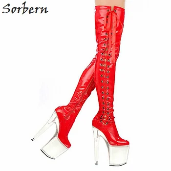 Sorbern Red Shiny Long Boots Women Lace-Up Side Clear High Heels 20Cm/10Cm Heeled Boots Customized Pink Boots For Women
Sorbern Red Shiny Long Boots Women Lace-Up Side Clear High Heels 20Cm/10Cm Heeled Boots Customized Pink Boots For Women