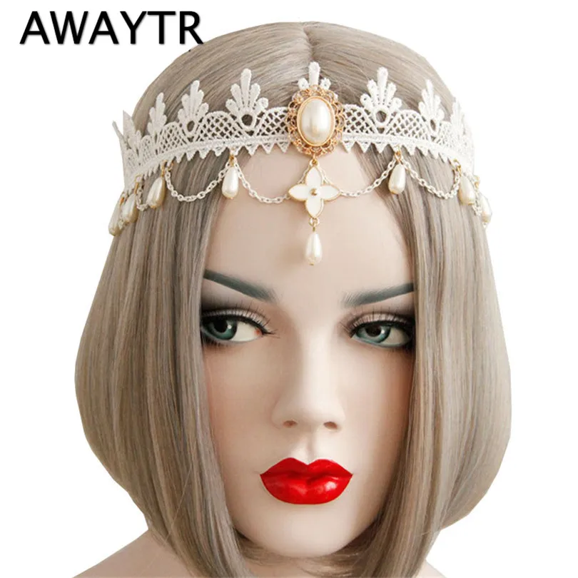 AWAYTR Women Crown Headband Bridal White Flower Lace Love Cross Pearl Drop Headbands Crystal Headpiece Elastic Hairband
AWAYTR Women Crown Headband Bridal White Flower Lace Love Cross Pearl Drop Headbands Crystal Headpiece Elastic Hairband