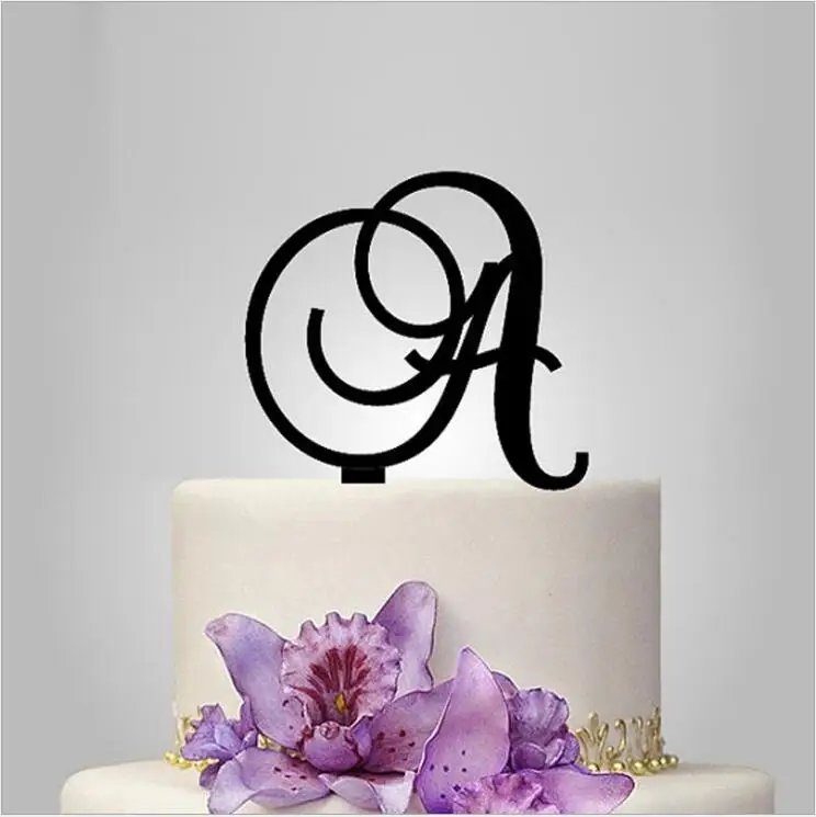 Image Monogram Cake Toppers Unique Wedding Cake Toppers Vintage Letter A to Z Stylish Birthday Party Decorations Kids Baby Shower Gift