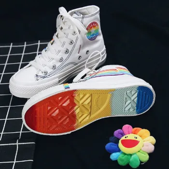 2019 Spring Autumn Woman Skateboard Shoes Fashion High Top Canvas Sneakers Women Rainbow Sole Leisure Woman Sports Shoes Y2-90
2019 Spring Autumn Woman Skateboard Shoes Fashion High Top Canvas Sneakers Women Rainbow Sole Leisure Woman Sports Shoes Y2-90