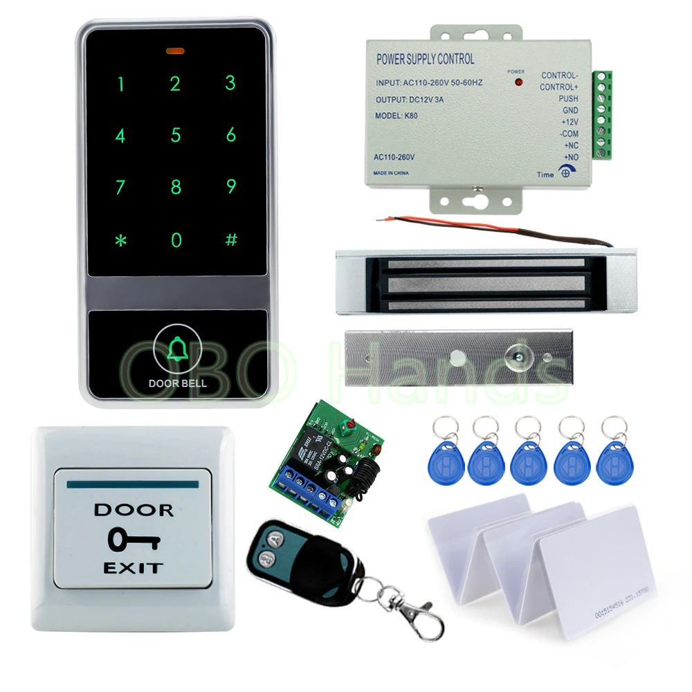 RFID Door access control system kit set metal touch keypad with Electric magnetic Lock+12V power+exit button+remote control+keys
RFID Door access control system kit set metal touch keypad with Electric magnetic Lock+12V power+exit button+remote control+keys