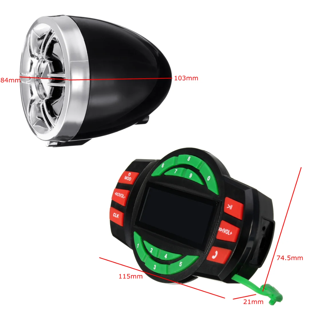 Newest Bluetooth Motorcycle Audio System USB SD FM Radio MP3 Speaker Waterproof