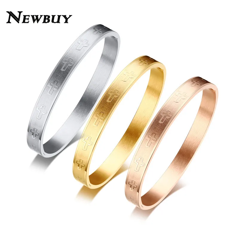 NEWBUY 2018 Fashion Stainless Steel Cross Bracelets & Bangles For Women Men Silver/Gold/Rose Gold Color Bangles Wholesale
NEWBUY 2018 Fashion Stainless Steel Cross Bracelets & Bangles For Women Men Silver/Gold/Rose Gold Color Bangles Wholesale