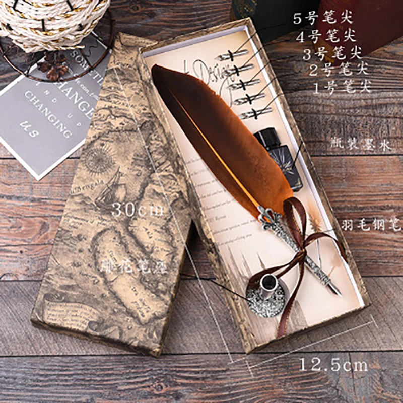 1pcs Calligraphy Feather Dip Pen Writing Ink Set Stationery Gift Box with 5 Nib Wedding Gift Quill Pen Fountain Pen Fountain pen
1pcs Calligraphy Feather Dip Pen Writing Ink Set Stationery Gift Box with 5 Nib Wedding Gift Quill Pen Fountain Pen Fountain pen