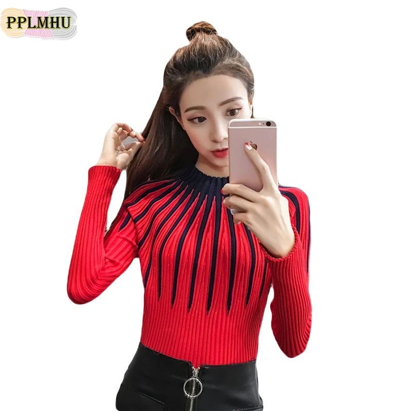 Slim Women Striped Knitted Pullover Jumper Fashion Autumn Winter Half-Turtleneck Jumper And Korean Style Casual Knitting Sweater
Slim Women Striped Knitted Pullover Jumper Fashion Autumn Winter Half-Turtleneck Jumper And Korean Style Casual Knitting Sweater