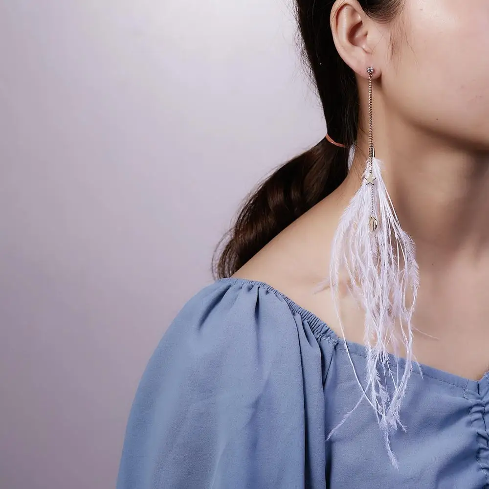Rinhoo 1Pair Gorgeous Star Round Pendant White Feather Long Tassel Drop Earring For Women Female Exquisite Jewelry Gift
Rinhoo 1Pair Gorgeous Star Round Pendant White Feather Long Tassel Drop Earring For Women Female Exquisite Jewelry Gift