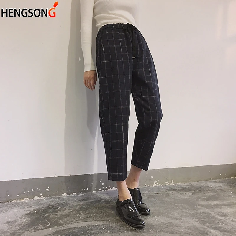 HENGSONG Harajuku Plaid Harem Pants Elastic Girls Waist Bodycon Trousers Nine pants Pantalon Femme
HENGSONG Harajuku Plaid Harem Pants Elastic Girls Waist Bodycon Trousers Nine pants Pantalon Femme
