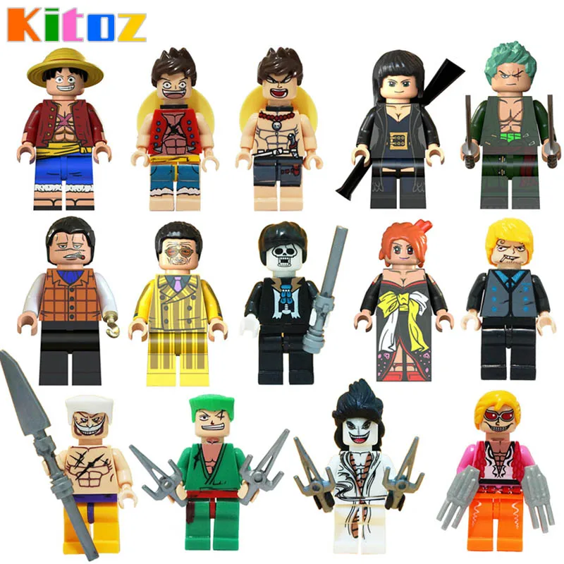 

Japan Anime One Piece Luffy Sanji Nami Roronoa Zoro Brook Edward Caeser Robin Toy Figure Building Block Compatible with lego