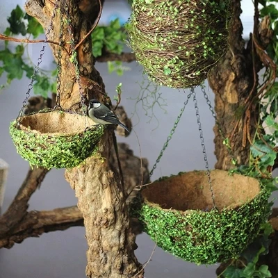 Плетеная соломенная декоративная настенная корзина в виде птичьего гнезда