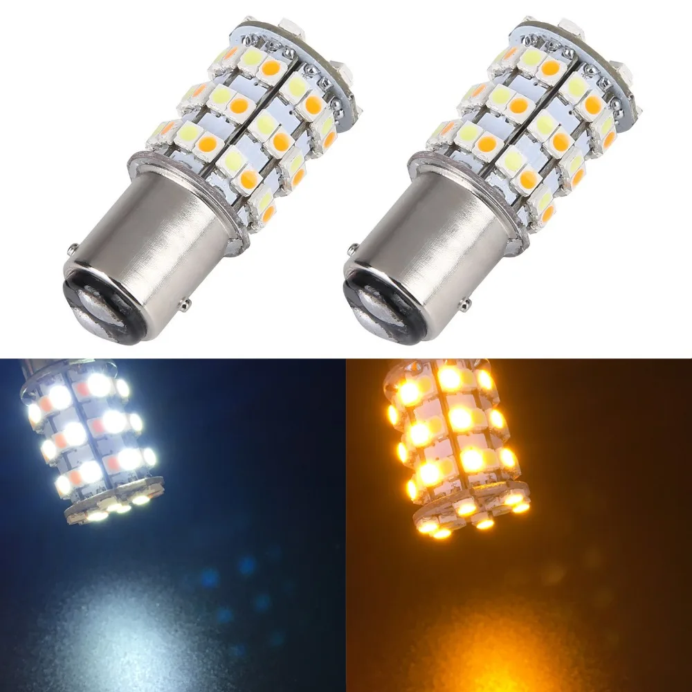 New! 2PCS 12V 1157 BAY15D 3157 7443 3528 60 SMD Dual Color Yellow/White Switchback Car Turn Signal Brake LED Light Bulb Lamp
New! 2PCS 12V 1157 BAY15D 3157 7443 3528 60 SMD Dual Color Yellow/White Switchback Car Turn Signal Brake LED Light Bulb Lamp