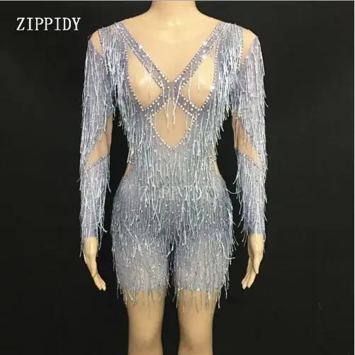 2019 Fashion Fringe Rhinestones Mesh Dress Sexy Transparent Tassel Women Stage Dance Wear Evening Celebrate Jumpsuits Costume YO
2019 Fashion Fringe Rhinestones Mesh Dress Sexy Transparent Tassel Women Stage Dance Wear Evening Celebrate Jumpsuits Costume YO