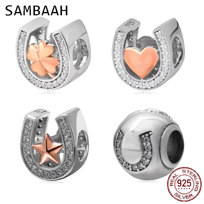 Sambaah 925 Sterling Silver Heart Lucky Star Shamrock Horseshoe Shape Charm Beads with CZ Stone fit Pandora Style Love Bracelet
Sambaah 925 Sterling Silver Heart Lucky Star Shamrock Horseshoe Shape Charm Beads with CZ Stone fit Pandora Style Love Bracelet