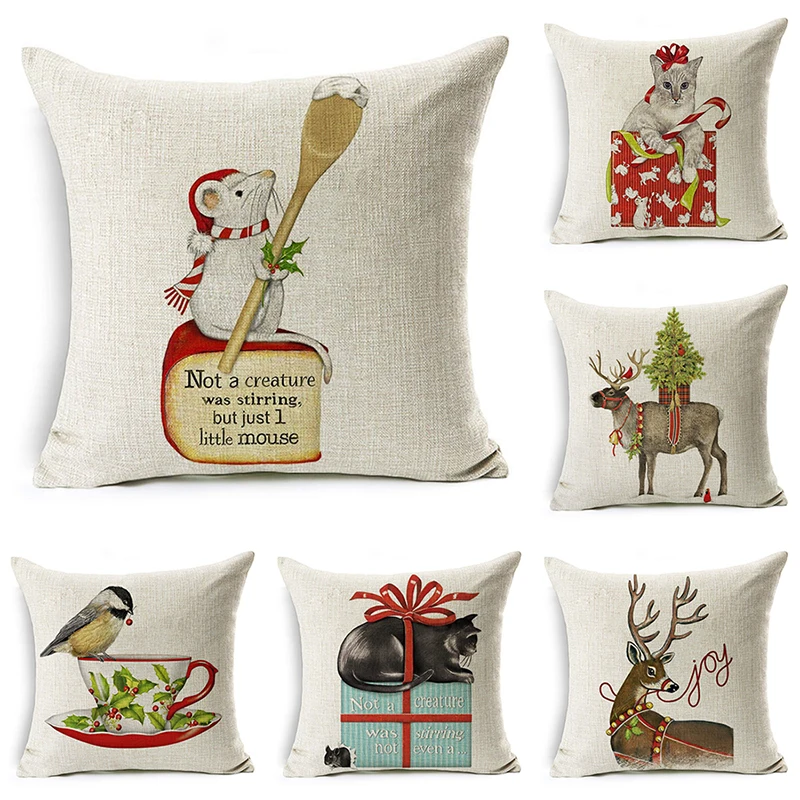 decorUhome Christmas Cotton Linen Pillow Cover Cat With Mouse Deer Cushion Cover Decorative Throw Pillow Case Sofa Home Decor
decorUhome Christmas Cotton Linen Pillow Cover Cat With Mouse Deer Cushion Cover Decorative Throw Pillow Case Sofa Home Decor