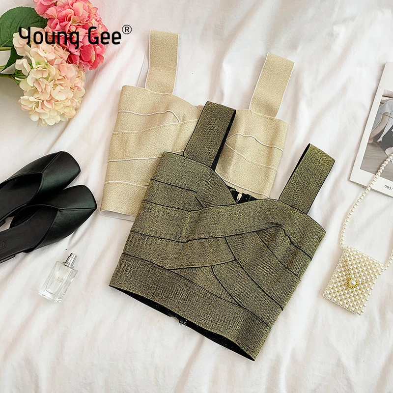 YoungGee Tank Tops Wrapped Chest Sleeveless Vest Sexy Women Sexy Bandage Croptop Summer Strap V-Neck Lady's High Stretchy Camis
YoungGee Tank Tops Wrapped Chest Sleeveless Vest Sexy Women Sexy Bandage Croptop Summer Strap V-Neck Lady's High Stretchy Camis