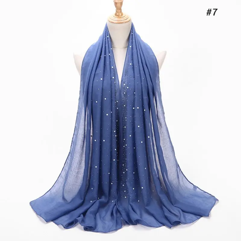 Ladies Fashion Beading Wrinkle Scarf Shawl Plain Crumple Pearl Wrap Muslim Headband Hijab 75*180 cm 
Ladies Fashion Beading Wrinkle Scarf Shawl Plain Crumple Pearl Wrap Muslim Headband Hijab 75*180 cm