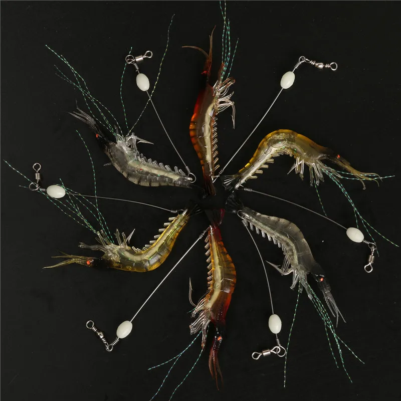 Maxcatch 6 Pcs Noctilucent Soft Shrimp Lures 3.9Inch 6G Artificial Fishing Lure | Спорт и развлечения
