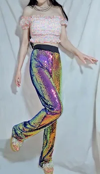 Bling Bling Sequins Glitter Shine Colorful Club Bar Long Trousers Women's Laser Hologram Hip Hop Heap Yupi Trousers
Bling Bling Sequins Glitter Shine Colorful Club Bar Long Trousers Women's Laser Hologram Hip Hop Heap Yupi Trousers