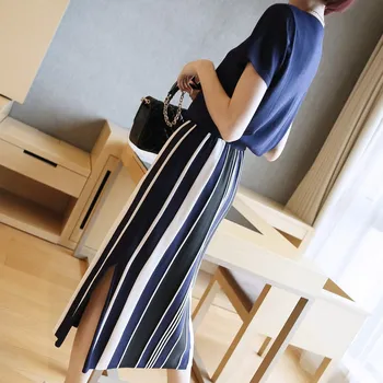 Women's Summer Fashion Knitwear Casual Striped Two-piece Set Plus Size O-neck Short Sleeve Patchwork Casual Sundress Vestidos
Women's Summer Fashion Knitwear Casual Striped Two-piece Set Plus Size O-neck Short Sleeve Patchwork Casual Sundress Vestidos