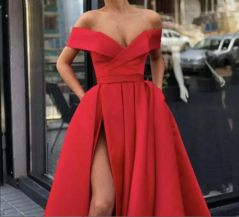 Красное Вечернее Платье С Разрезом
