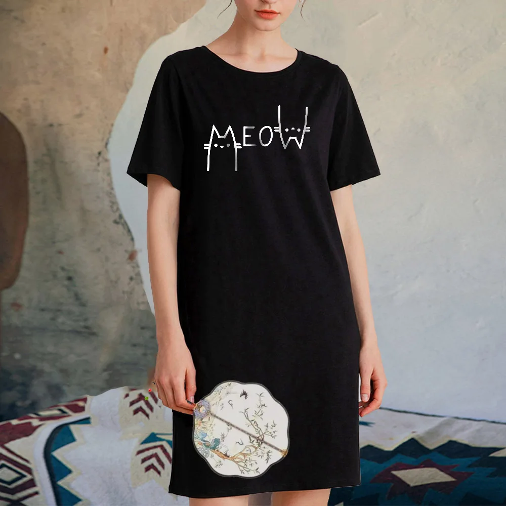 YOFOCOO 100%Cotton Meow Dress Women O-Neck Cartoon Cute Women Dress Letter Print Short Sleeve Fashion Comfortable Loose Summer
YOFOCOO 100%Cotton Meow Dress Women O-Neck Cartoon Cute Women Dress Letter Print Short Sleeve Fashion Comfortable Loose Summer