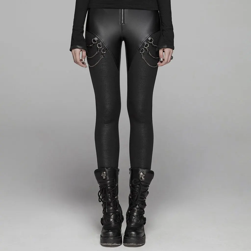 PUNK RAVE Women's Gothic Faux Leather Skinny Leggings with Metal Chains Punk Rock Pencil Pants Casual Women Sexy Leggings
PUNK RAVE Women's Gothic Faux Leather Skinny Leggings with Metal Chains Punk Rock Pencil Pants Casual Women Sexy Leggings