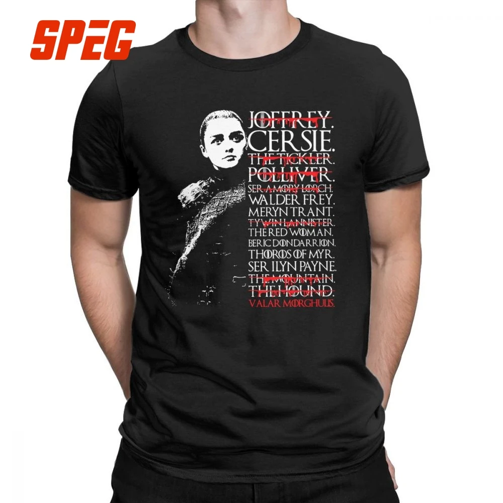 Game of Thrones Men's T-Shirts Arya Stark Kill List Arya Stark Cotton Tees Valar Morghulis Short Sleeve GOT T Shirt Clothing
Game of Thrones Men's T-Shirts Arya Stark Kill List Arya Stark Cotton Tees Valar Morghulis Short Sleeve GOT T Shirt Clothing