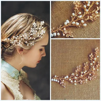 Handmade Fresh water Pearl Wedding Hair Vine Jewelry Gold Bridal Tiara Headband Accessories
Handmade Fresh water Pearl Wedding Hair Vine Jewelry Gold Bridal Tiara Headband Accessories