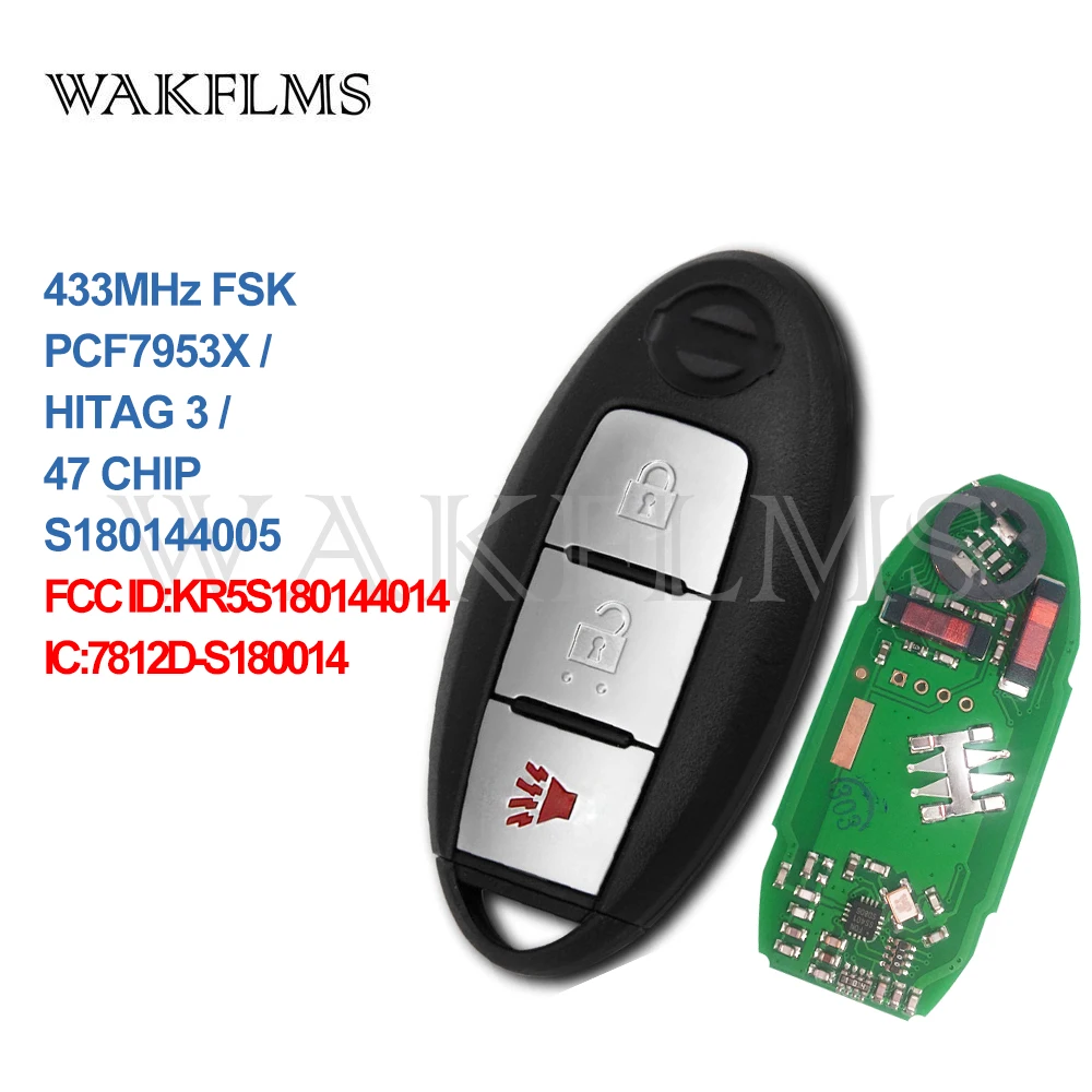 3 Button Smart Remote Car Key 433Mhz For Nissan Pathfinder 2013-2016 with PCF7953X HITAG 3 47 CHIP KR5S180144014
3 Button Smart Remote Car Key 433Mhz For Nissan Pathfinder 2013-2016 with PCF7953X HITAG 3 47 CHIP KR5S180144014