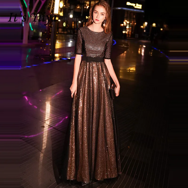 It's YiiYa Evening Dress 2019 Bling Black Gold O-neck Zipper Floor-length Fashion A-line Evening Gowns TR025 robe de soiree
It's YiiYa Evening Dress 2019 Bling Black Gold O-neck Zipper Floor-length Fashion A-line Evening Gowns TR025 robe de soiree