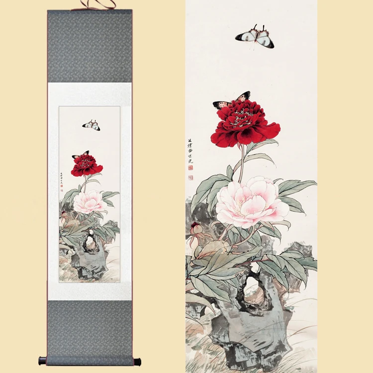 Chinese Silk Watercolor Original Flower rich peony butterfly feng shui ink art wall picture damask framed scroll canvas painting
Chinese Silk Watercolor Original Flower rich peony butterfly feng shui ink art wall picture damask framed scroll canvas painting