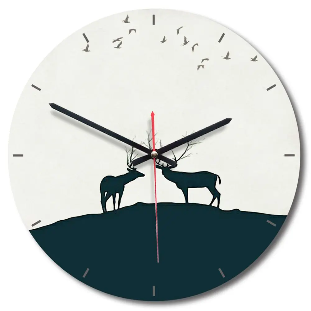 Modern minimalist acrylic wall clock Creative round decorative clock Black and white elk
Modern minimalist acrylic wall clock Creative round decorative clock Black and white elk
