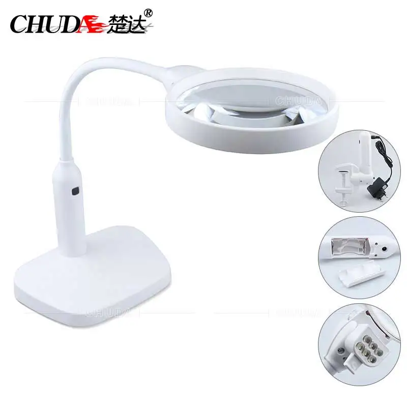 CHUDA Welding Magnifying Glass 6LED Light Auxiliary Clip Loupe Desktop Magnifier Third Hand Soldering Stand Repair Tool
CHUDA Welding Magnifying Glass 6LED Light Auxiliary Clip Loupe Desktop Magnifier Third Hand Soldering Stand Repair Tool