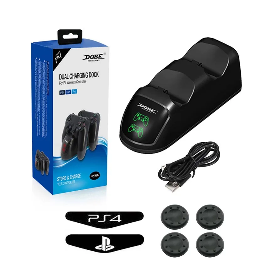 LED Controller Charger Dual USB Charging Station Dock For PS4 Slim/PS4 Pro Controller & 4xThumb Grips Caps & 2xLightBar Stickers
LED Controller Charger Dual USB Charging Station Dock For PS4 Slim/PS4 Pro Controller & 4xThumb Grips Caps & 2xLightBar Stickers