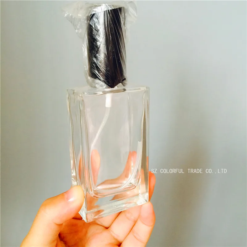 

DHL Free 48pcs/lot Polished Perfume Bottle Design 50ml Square Empty Glass Parfum Bottle In Refillable With Metail Lid For Gift