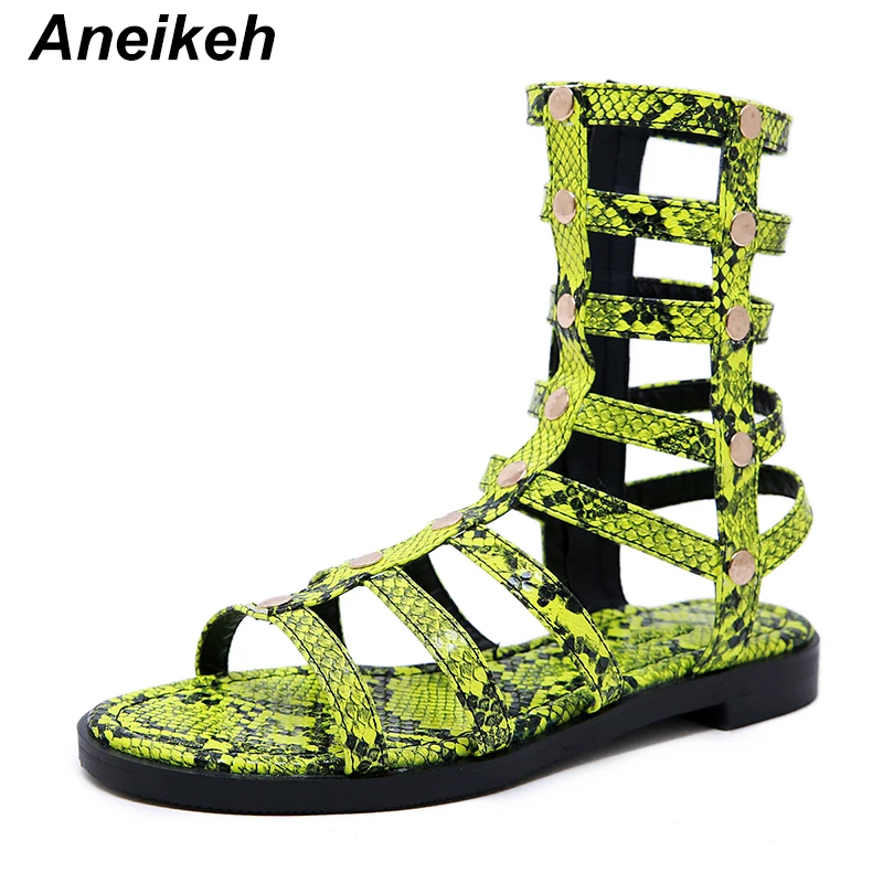 Aneikeh 2019 Summer Retro PU Serpentine Ladies Sandals Boots Women Short Tube Zipper Flat Open Toe Casual Sandals Green Black 40
Aneikeh 2019 Summer Retro PU Serpentine Ladies Sandals Boots Women Short Tube Zipper Flat Open Toe Casual Sandals Green Black 40