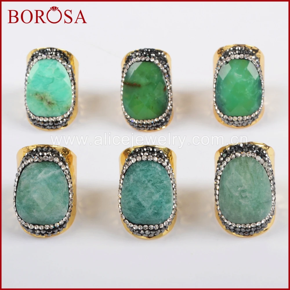 BOROSA New Size 6 Natural Amazonite & 100% Australia Green Stone Druzy Gold Color Ring Simple Design Gems Adjustable Ring JAB791
BOROSA New Size 6 Natural Amazonite & 100% Australia Green Stone Druzy Gold Color Ring Simple Design Gems Adjustable Ring JAB791
