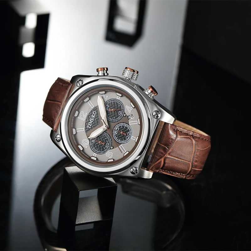 TIME100 Men's Multifunction watch Sport Casual Quartz Watches Leather Strap Chronograph Military Wrist Watch Men reloj hombre
TIME100 Men's Multifunction watch Sport Casual Quartz Watches Leather Strap Chronograph Military Wrist Watch Men reloj hombre
