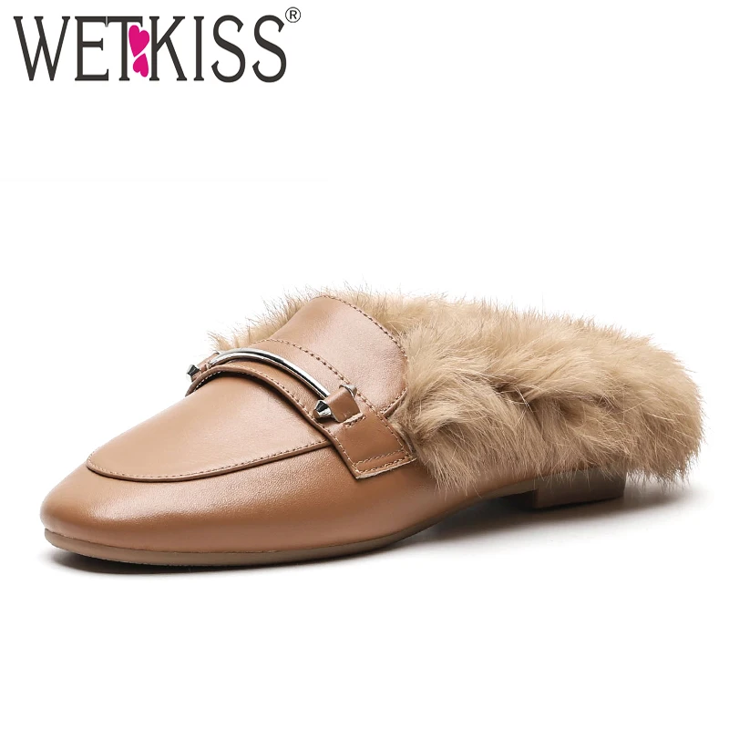 WETKISS Leather Women Fur Slippers Square Toe Footwear Slides Shoes Flat Sole Casual Lady Slipper Woman Mules Shoes 2019 Spring
WETKISS Leather Women Fur Slippers Square Toe Footwear Slides Shoes Flat Sole Casual Lady Slipper Woman Mules Shoes 2019 Spring