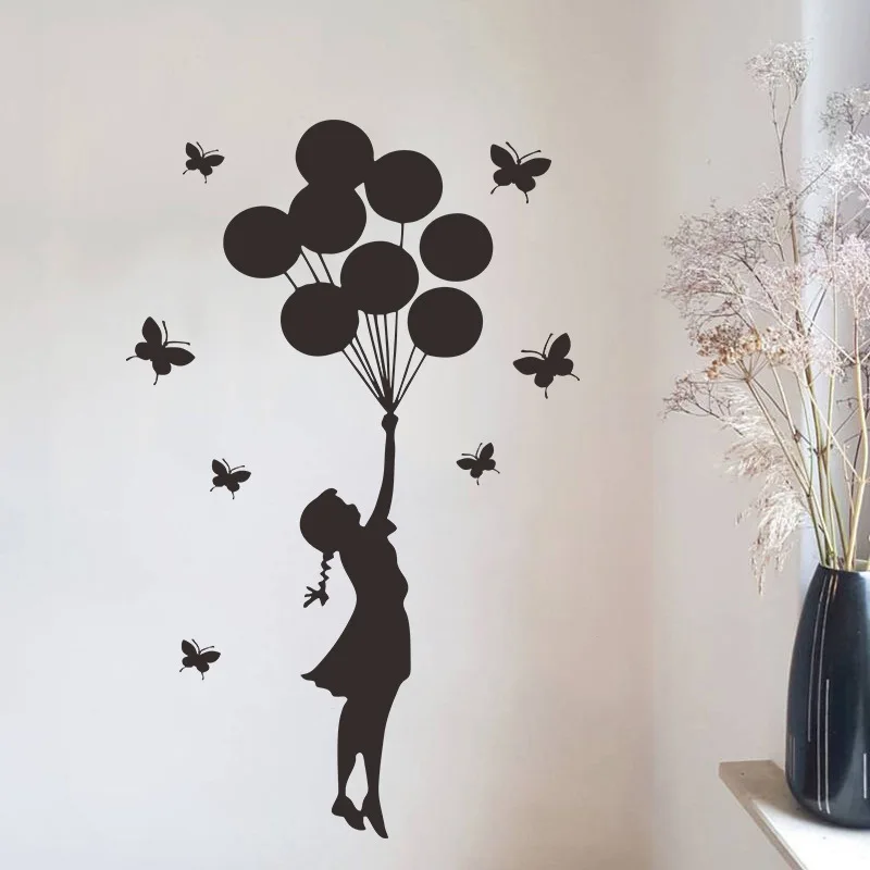 Butterfly balloon girl black silhouette creative wall stickers kids room girl bedroom home decor diy vinyl self-adhesive decals
Butterfly balloon girl black silhouette creative wall stickers kids room girl bedroom home decor diy vinyl self-adhesive decals