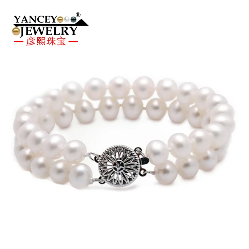 YANCEY Natural freshwater pearl bracelets fine jewelry, S925 sterling silver clasp, 7-7.5MM diameter pearl, Simplicity fashion
YANCEY Natural freshwater pearl bracelets fine jewelry, S925 sterling silver clasp, 7-7.5MM diameter pearl, Simplicity fashion