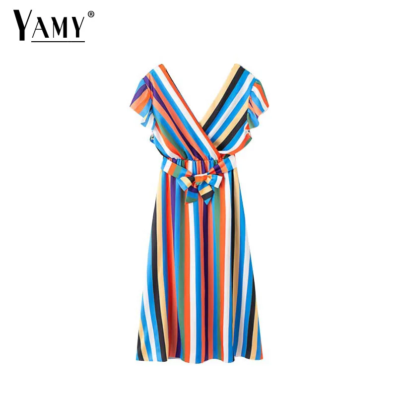Summer dress 2019 boho vintage sexy striped midi dress women V neck short sleeve sashes elastic waist korean beach vestidos
Summer dress 2019 boho vintage sexy striped midi dress women V neck short sleeve sashes elastic waist korean beach vestidos