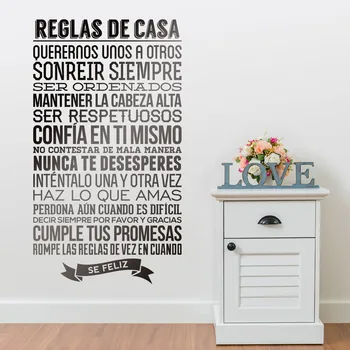 Vinyl Stickers Spanish Quote Reglas De Casa Lettering Wall Art Decal Home Decor Wallpaper Living Room House Decoration Poster
Vinyl Stickers Spanish Quote Reglas De Casa Lettering Wall Art Decal Home Decor Wallpaper Living Room House Decoration Poster
