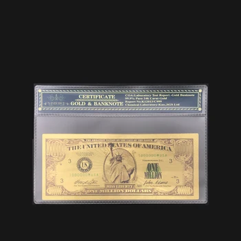 Best Selling American Bill Dollar Banknote One Million Dollar Banknote in 24k Gold Plated Note With COA Sleeve For Collection
Best Selling American Bill Dollar Banknote One Million Dollar Banknote in 24k Gold Plated Note With COA Sleeve For Collection