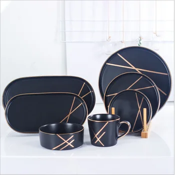 Nordic Black Phnom Penh Series Bowl and Plate Set Household Ceramic Tableware Salad Bowl and Fruit Plate
Nordic Black Phnom Penh Series Bowl and Plate Set Household Ceramic Tableware Salad Bowl and Fruit Plate