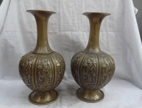 S02629 12" Chinese Pure Bronze FengShui Myth Fly Dragon Statue Flower Pot Vase Pair B0403
S02629 12" Chinese Pure Bronze FengShui Myth Fly Dragon Statue Flower Pot Vase Pair B0403