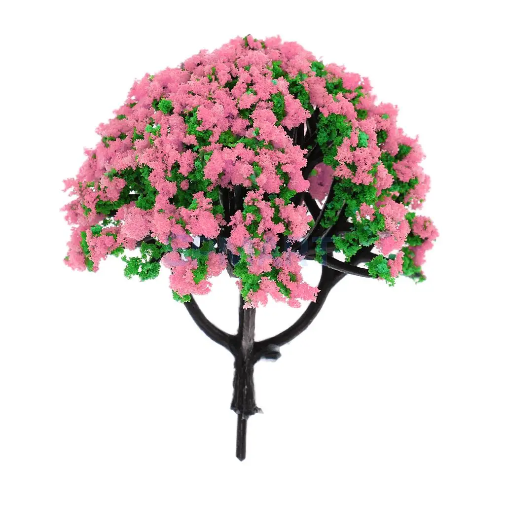 10pcs 1/200 Train Railroad Scene Scenery Landscape Model Trees Green HO Scale with Flowers Model Building Kits