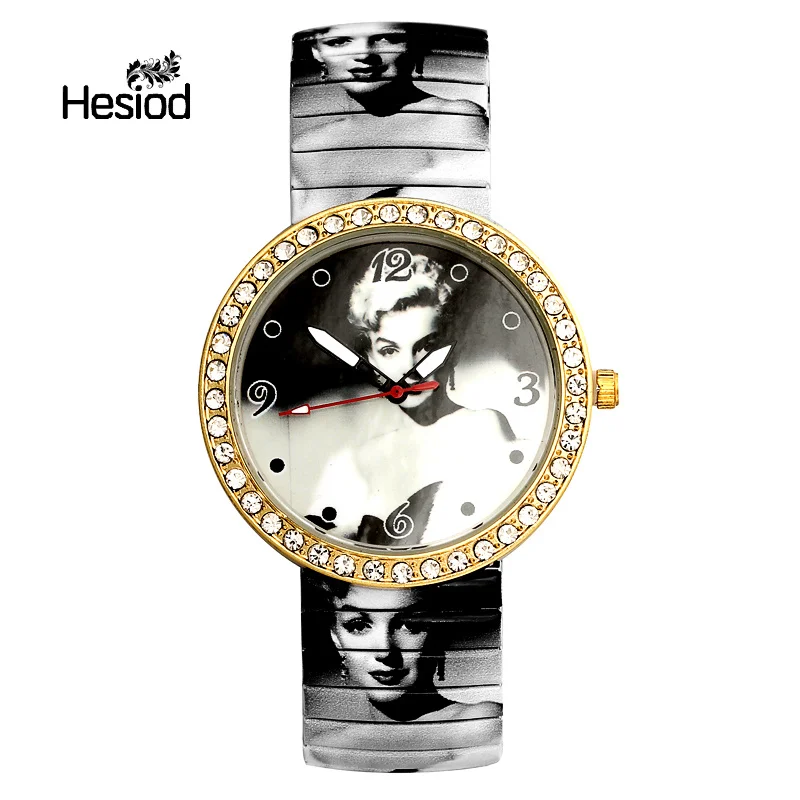 Hesiod Famous Brand High Quality New Fashion Prints Audrey Hepburn Ladies Watch Stretch Steel Elastic Strap Watches for Women
Hesiod Famous Brand High Quality New Fashion Prints Audrey Hepburn Ladies Watch Stretch Steel Elastic Strap Watches for Women
